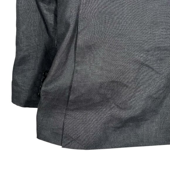 H&M 100% Linen Sport Coat 42R Black Ticket Pocket Blazer Two Button Dual Vent - Picture 8 of 16